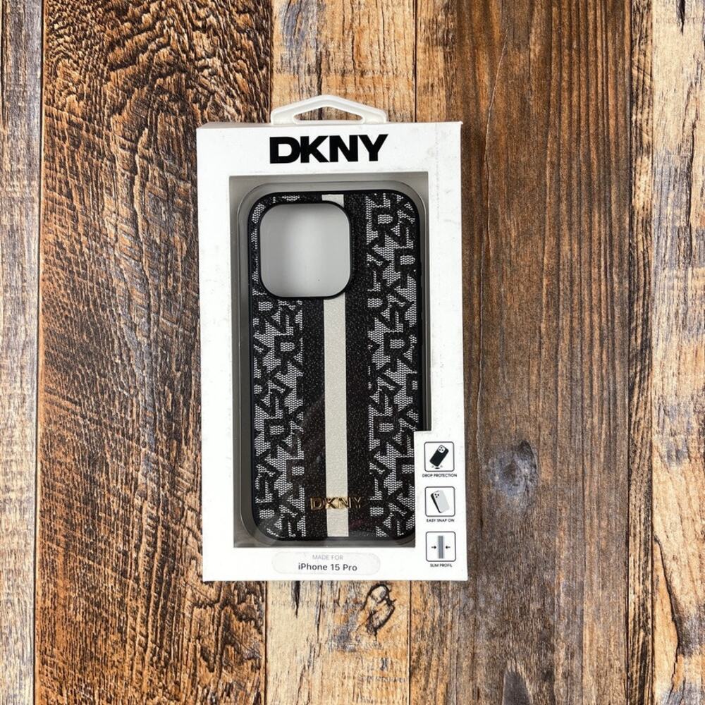 DKNY Logo Pattern iPhone 15 Pro Phone Case-Drop Protection-Easy Snap On-Slim